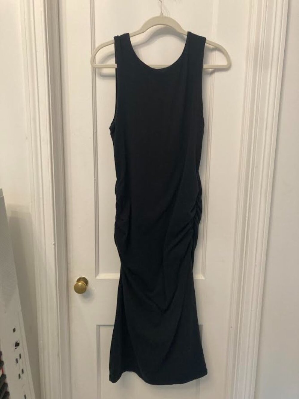 Athleta Ruched Midi Black Dress L